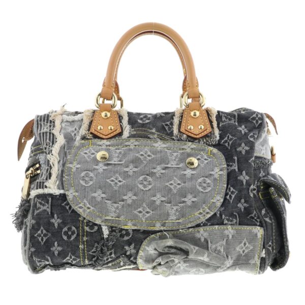 1240007021559 4 Louis Vuitton Speedy 30 Patchwork Handbag Denim Black