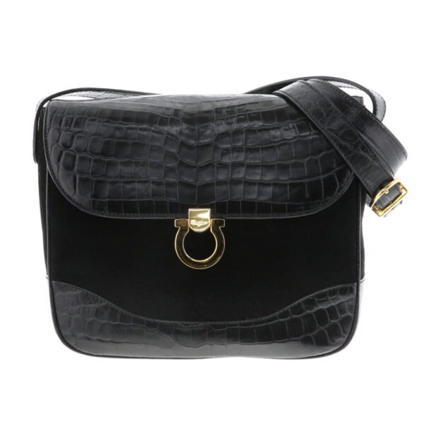 1240007023694 1 Salvatore Ferragamo Gancini Shoulder Bag Black