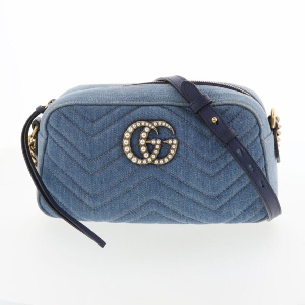 1240007027971 1 Gucci GG Marmont Denim Shoulder Bag Blue