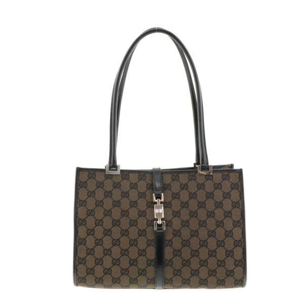 1240009000067 1 Gucci GG Canvas Jackie Tote Bag Black