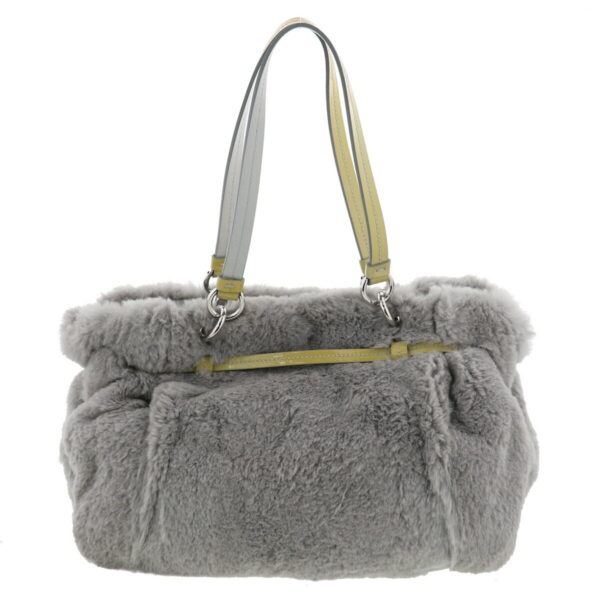 1240009002803 4 Ferragamo Valaribon Rabbit Fur Handbag Gray