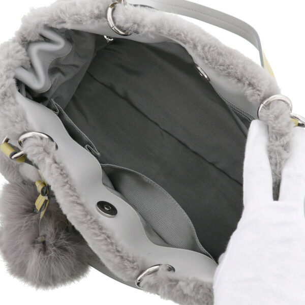 1240009002803 6 Ferragamo Valaribon Rabbit Fur Handbag Gray