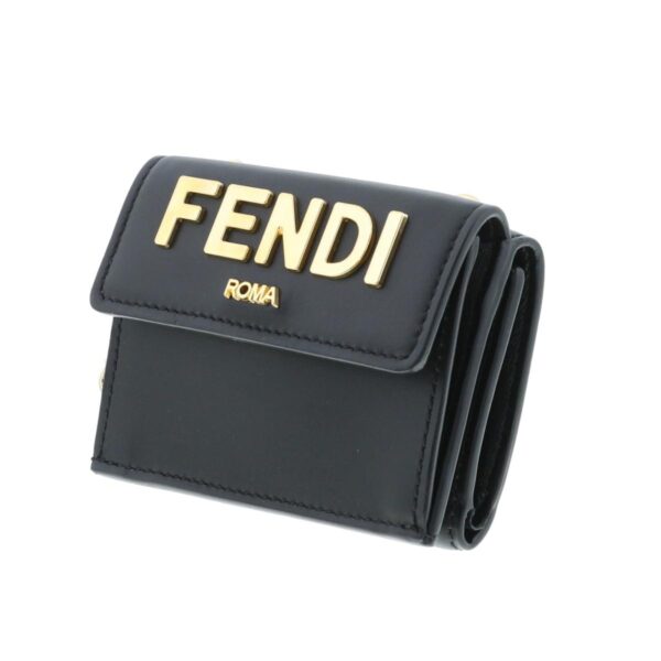 1240009003444 2 Fendi Compact Chain Wallet Black