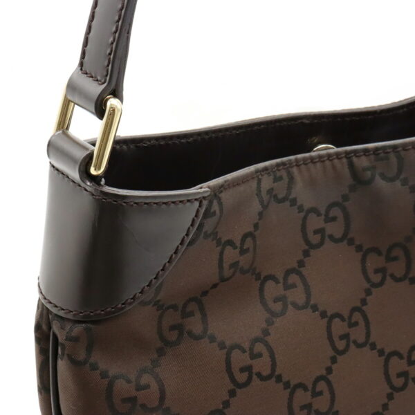 12400230 7 Gucci GG Nylon Shoulder Bag Leather Brown