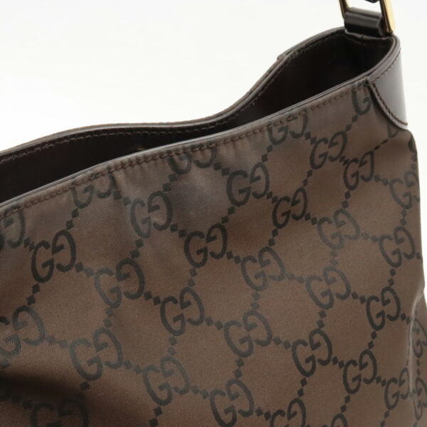 12400230 8 Gucci GG Nylon Shoulder Bag Leather Brown