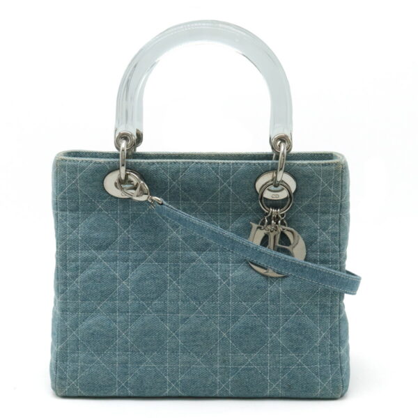 12400264 1 Christian Dior Lady Dior Cannage Handbag 2WAY Denim Light Blue