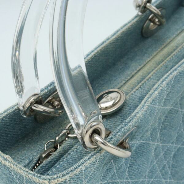 12400264 7 Christian Dior Lady Dior Cannage Handbag 2WAY Denim Light Blue