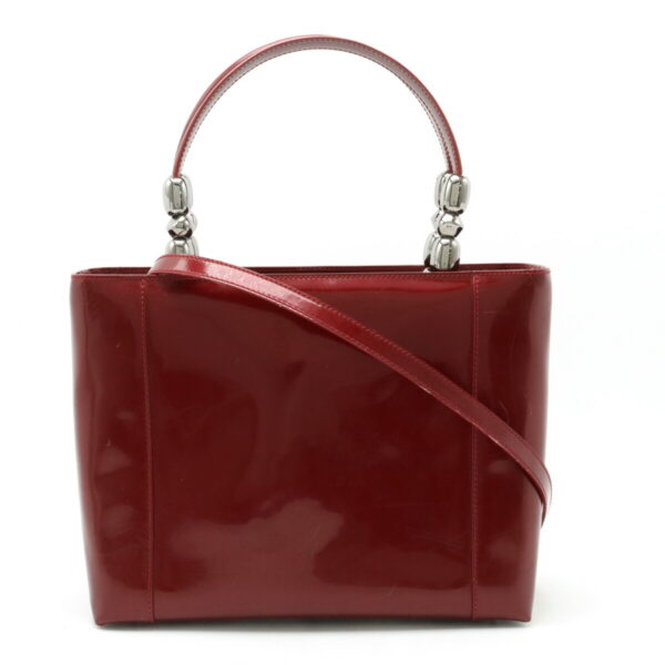 12400320 1 Christian Dior Maris Pearl Handbag 2WAY Enamel Leather Red