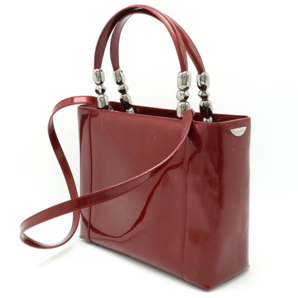 12400320 2 Christian Dior Maris Pearl Handbag 2WAY Enamel Leather Red