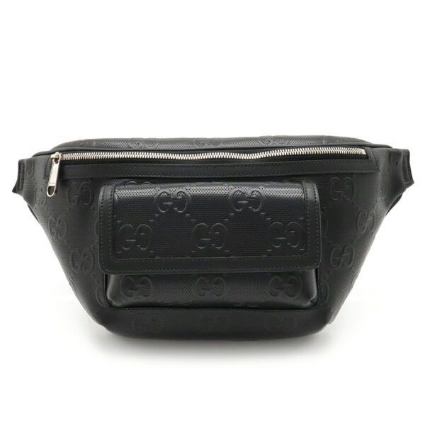 12400474 1 Gucci GG Embossed Waist Bag Leather Black