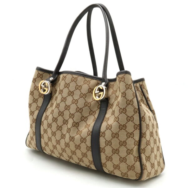 12400560 2 Gucci GG Twins Tote Bag Leather Khaki Brown