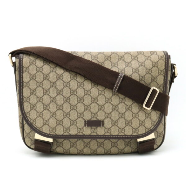 12400564 1 Gucci GG Supreme Messenger Bag Crossbody Leather Beige Brown