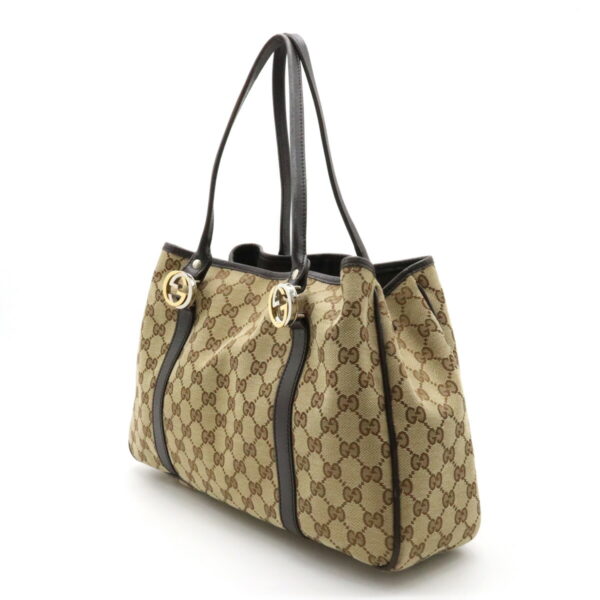 12400573 2 Gucci GG Twins Tote Bag Leather Khaki Brown