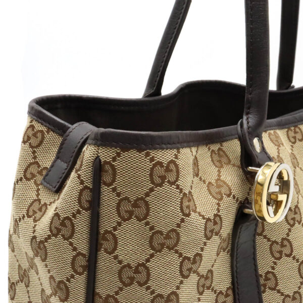 12400573 6 Gucci GG Twins Tote Bag Leather Khaki Brown