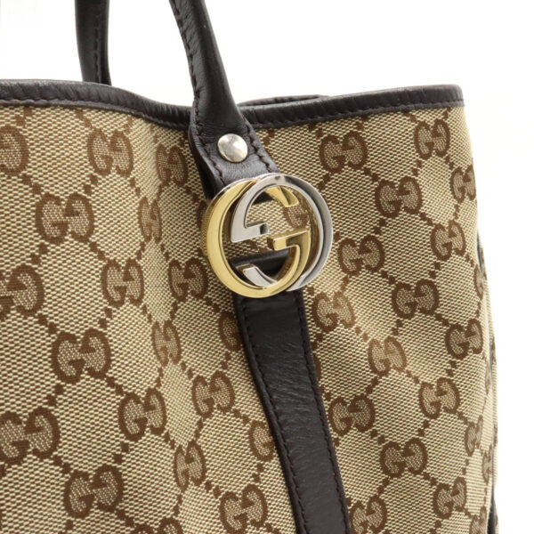 12400573 7 Gucci GG Twins Tote Bag Leather Khaki Brown