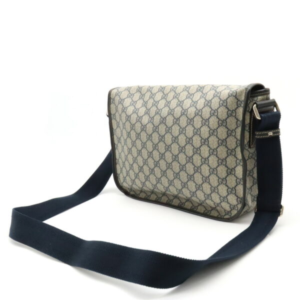 12400594 2 Gucci GG Supreme Messenger Bag Leather Beige Navy