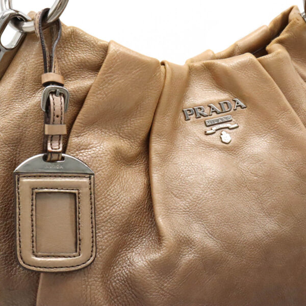 12400696 8 Prada Glace Zippers Shoulder Bag Gradation Leather Pearl Pink Beige