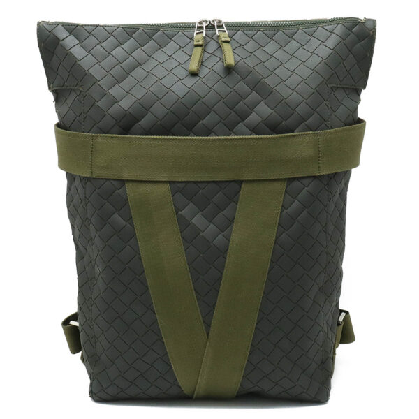 12400895 1 Bottega Veneta Intrecciato Backpack Rubber Gray Khaki