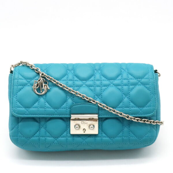 12400926 1 Christian Dior Miss Dior Cannage Lock Chain Wallet Turquoise Blue