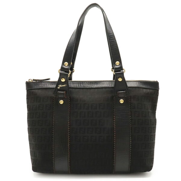 12401123 1 Fendi Zucchino Tote Bag Leather Black