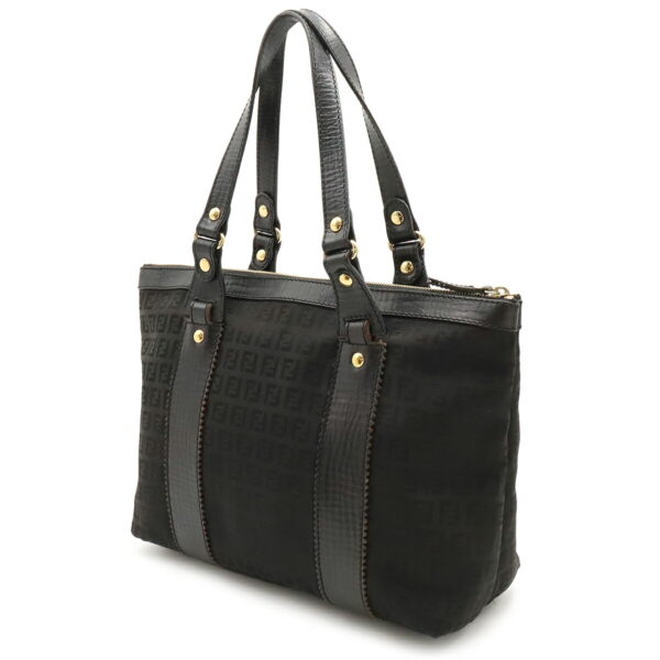 12401123 2 Fendi Zucchino Tote Bag Leather Black