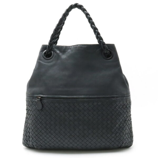 12410712 1 Bottega Veneta Intrecciato Tote Leather Dark Gray