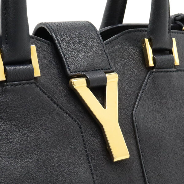 12410755 9 Yves Saint Laurent Y Line Cabas Chic Handbag Leather Black