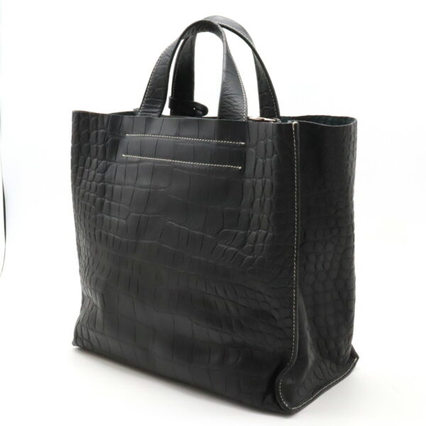 12410967 2 Furla Tote Bag Crocodile Embossed Leather Black