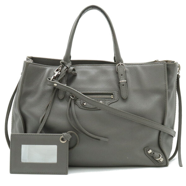 12411021 1 Balenciaga Paper A6 Zip Around Handbag Leather Gray