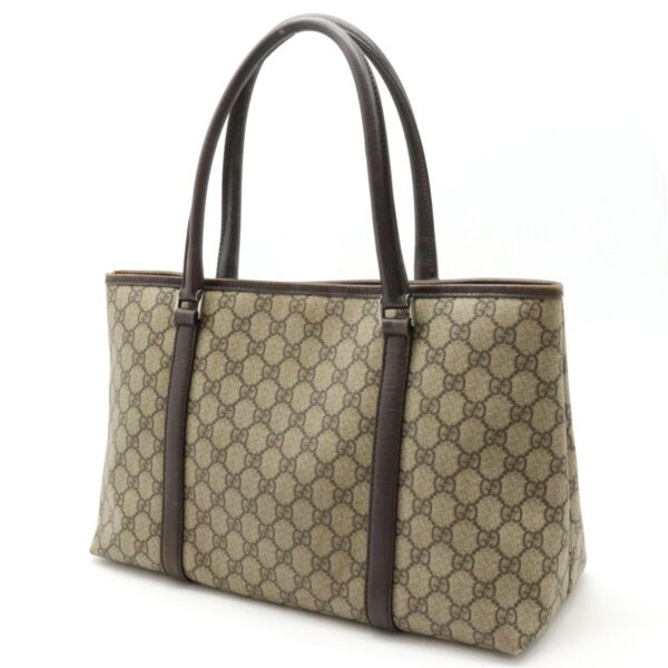 12411044 2 Gucci GG Supreme Tote Bag Leather Khaki Brown