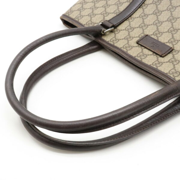 12411044 4 Gucci GG Supreme Tote Bag Leather Khaki Brown