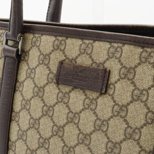 12411044 7 Gucci GG Supreme Tote Bag Leather Khaki Brown