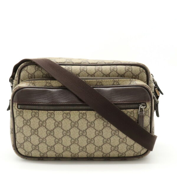 12411045 1 Gucci GG Supreme Shoulder Bag Leather Khaki Brown