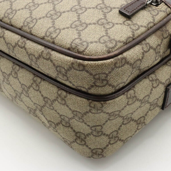 12411045 3 Gucci GG Supreme Shoulder Bag Leather Khaki Brown