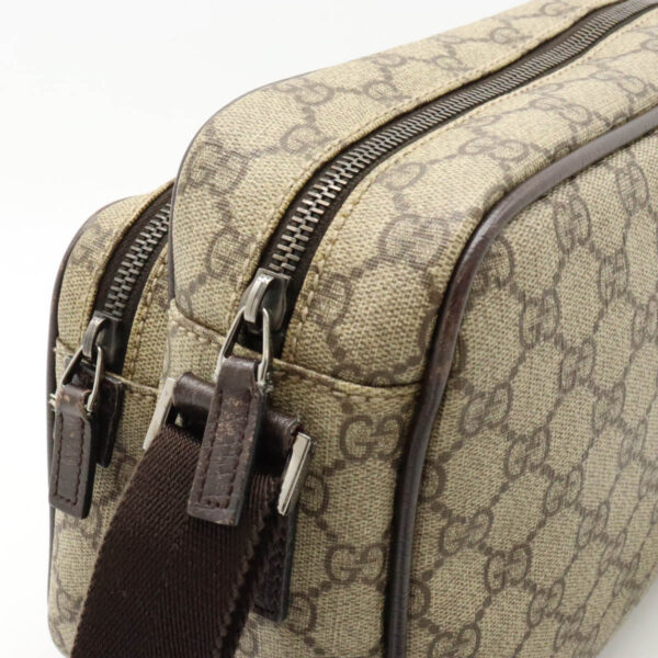 12411045 6 Gucci GG Supreme Shoulder Bag Leather Khaki Brown