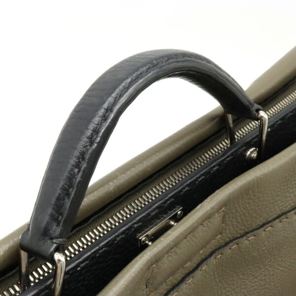 12411133 4 Fendi Peekaboo Fit Selleria Business Bag Leather Khaki Gray