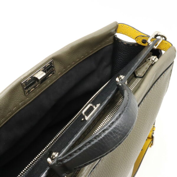 12411133 5 Fendi Peekaboo Fit Selleria Business Bag Leather Khaki Gray