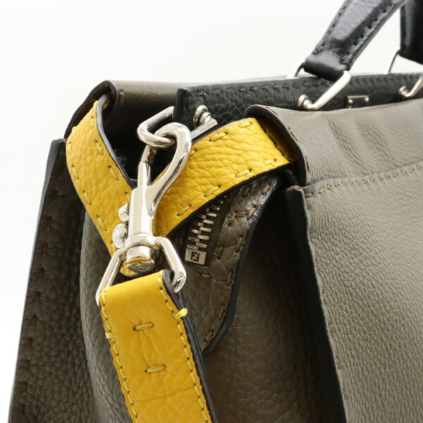 12411133 7 Fendi Peekaboo Fit Selleria Business Bag Leather Khaki Gray