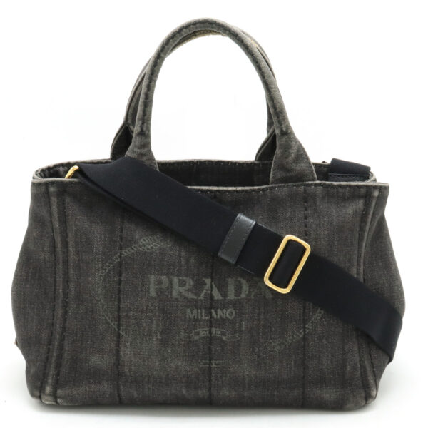 12420283 1 Prada Canapa Tote Bag Denim Canvas Nero Black