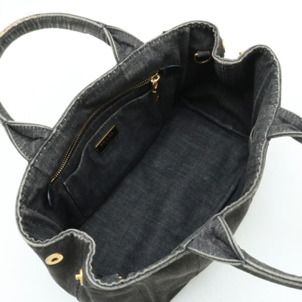 12420283 4 Prada Canapa Tote Bag Denim Canvas Nero Black