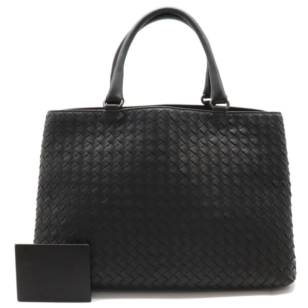 12420310 1 Bottega Veneta Intrecciato Tote Leather Black