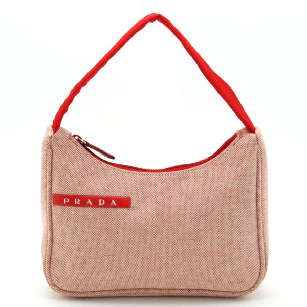 12420913 1 Prada Sports Accessory Pouch Canvas Nylon Red Beige