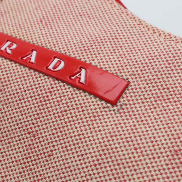 12420913 9 Prada Sports Accessory Pouch Canvas Nylon Red Beige