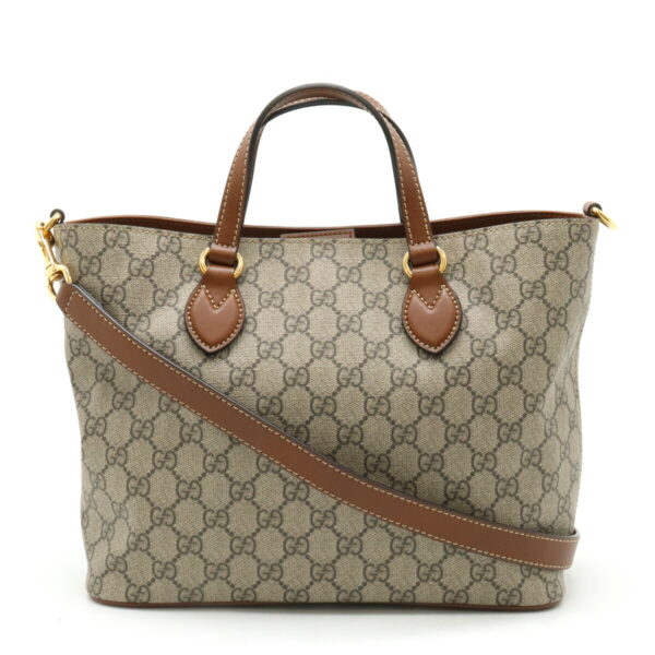 12430318 1 Gucci GG Supreme Tote Bag Leather Beige Brown