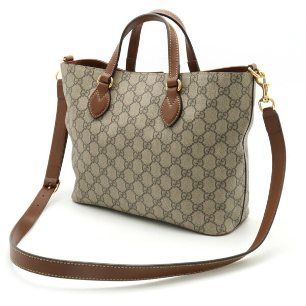 12430318 2 Gucci GG Supreme Tote Bag Leather Beige Brown