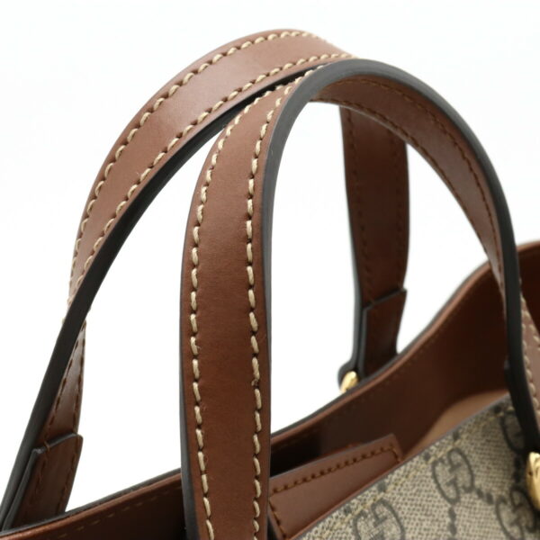 12430318 6 Gucci GG Supreme Tote Bag Leather Beige Brown