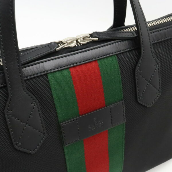 12430662 7 Gucci Sherry Line Web Stripe Tote Bag Nylon Leather Black