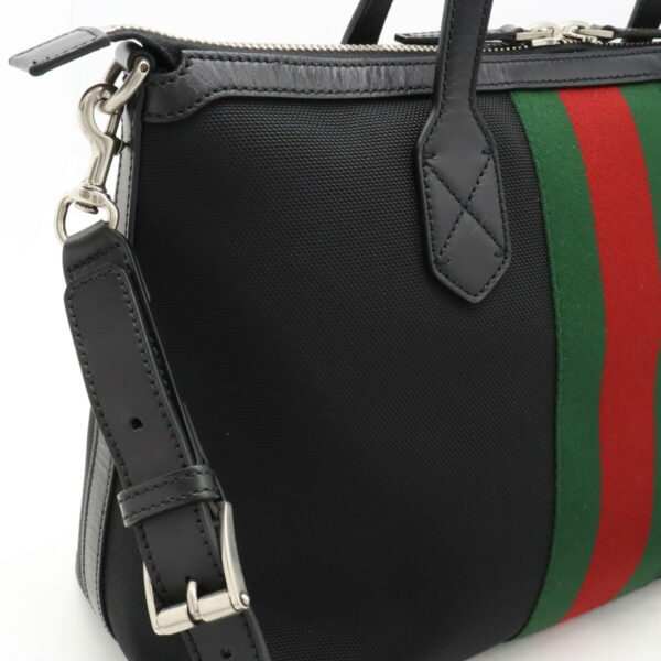 12430662 8 Gucci Sherry Line Web Stripe Tote Bag Nylon Leather Black