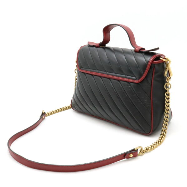 12430730 2 Gucci GG Marmont Top Handle Bag 2way Leather Black Red