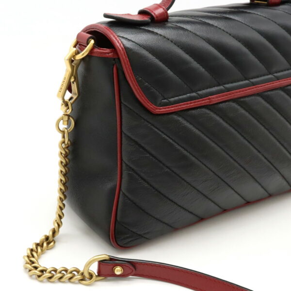 12430730 6 Gucci GG Marmont Top Handle Bag 2way Leather Black Red